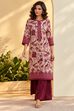 Berry Cotton Floral Printed Straight Kurta
