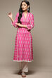 Pink Cotton Straight Embroidered Kurta image number 5