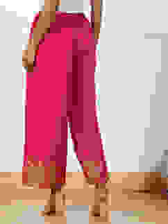 Pink Jacquard Solid Straight Palazzo Pants image number 5