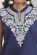 Indigo Cotton Printed Straight Kurta Set image number 1