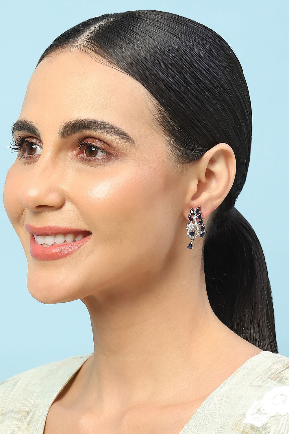 Navy Blue Brass earrings image number 3