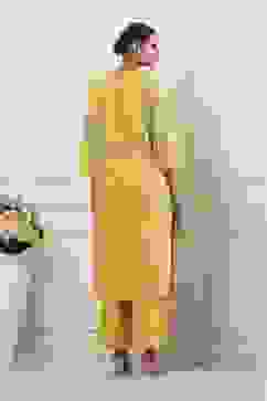 Yellow Cotton Printed Straight Suit Set image number 4