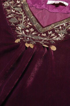 Purple Art Silk A-Line Kurta Palazzo Suit Set image number 1