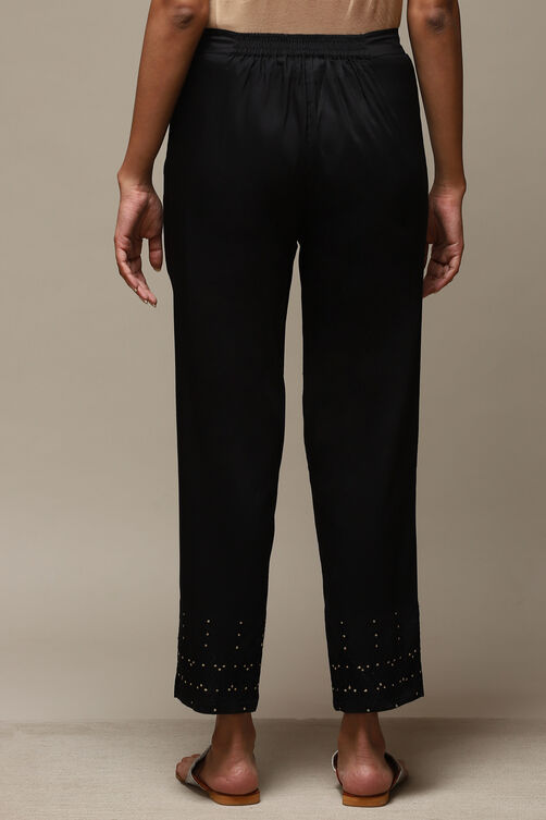 Black Viscose Yarndyed Narrow Pant image number 4