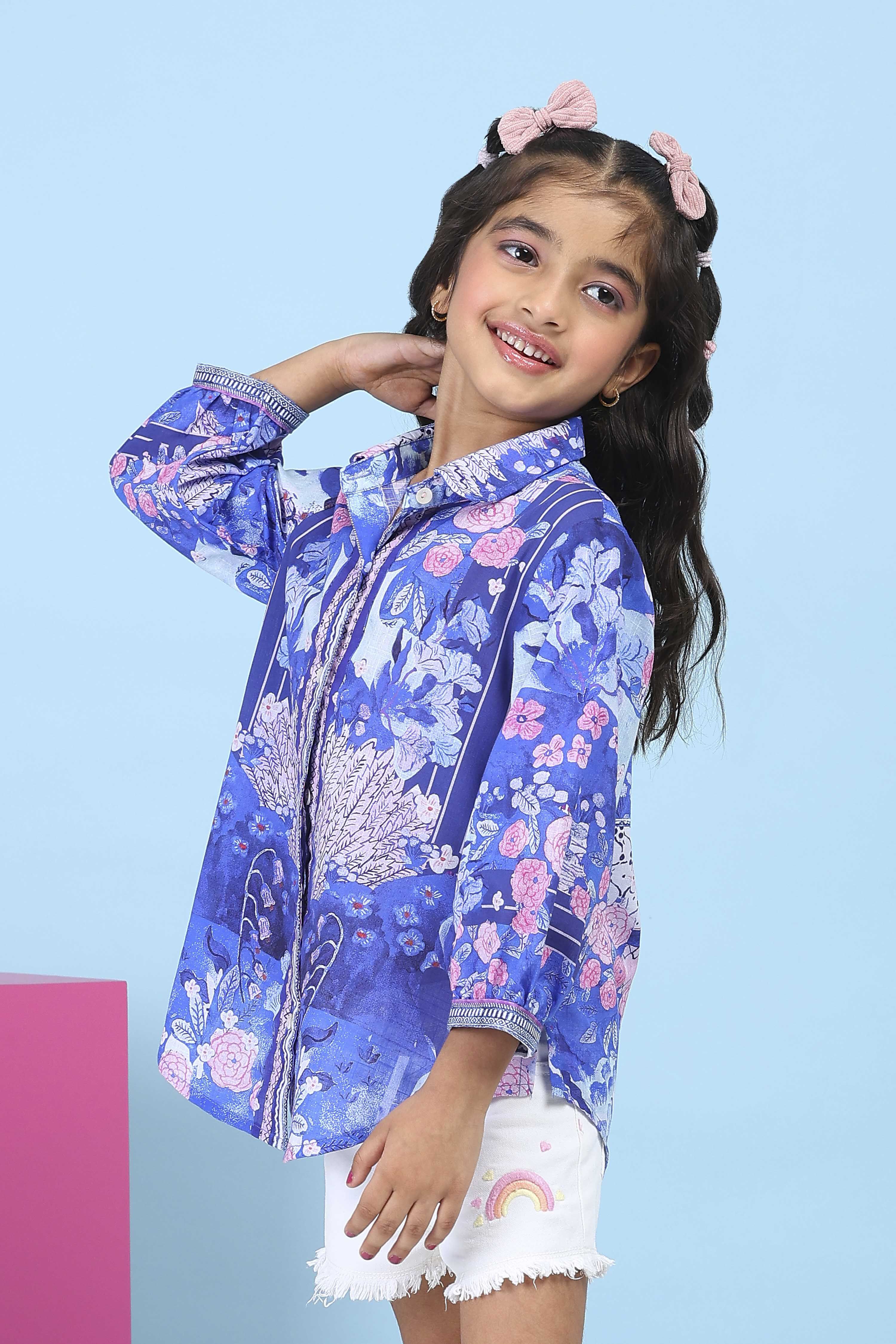 Blue Cotton Printed Shirt image number 2