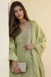 Green Cotton Floral Design Straight Kurta Set image number 1