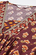 Brown LIVA Flared Printed Dress image number 1