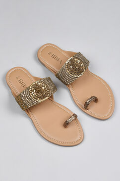 Bronze Sequin Embellished Sandals image number 1