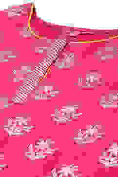 Fuchsia Cotton Straight Printed Kurta Patiala Salwar Suit Set image number 1