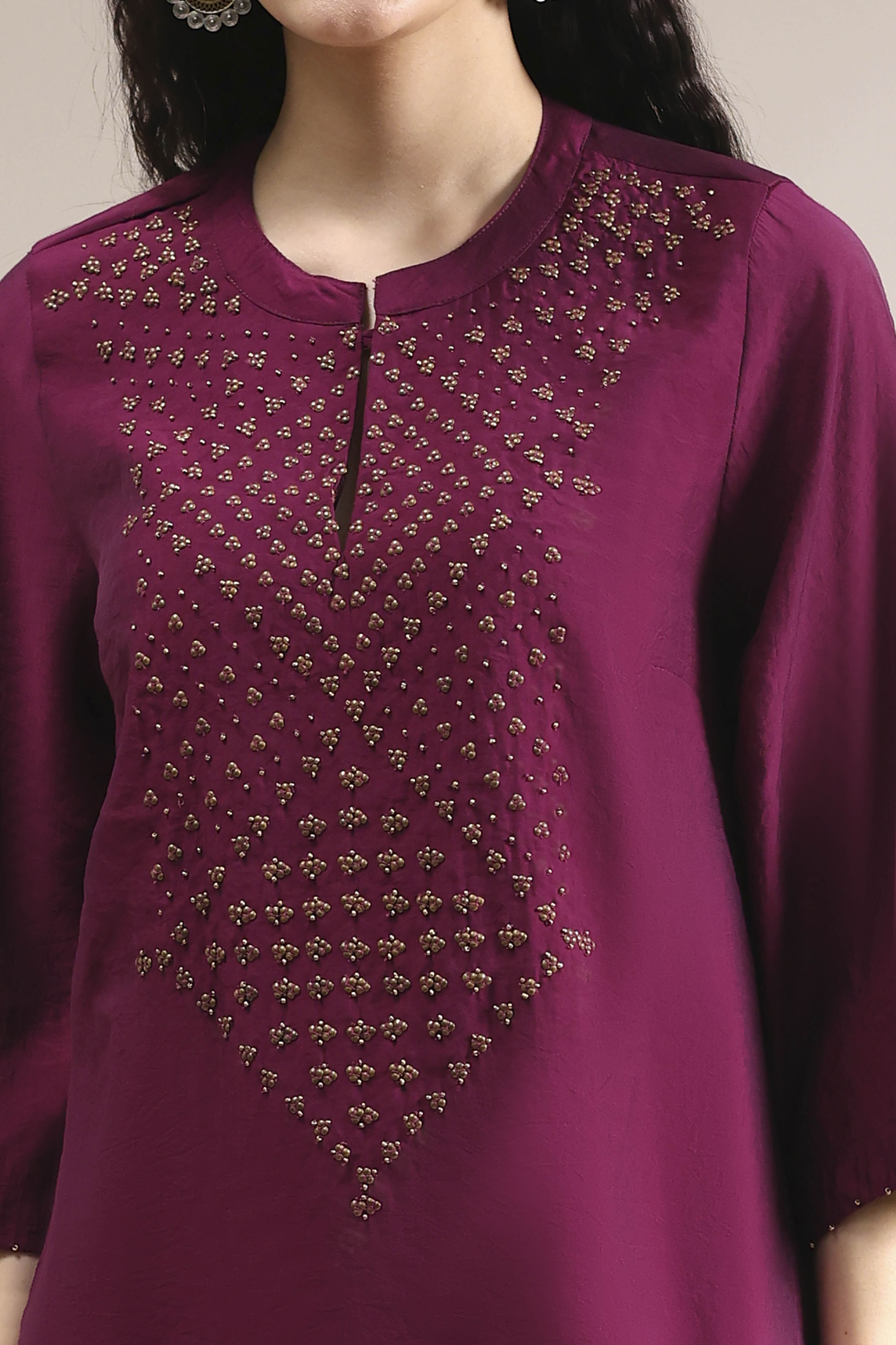 Berry Dyed Straight Kurta image number 1