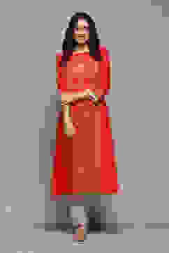 Fuchsia Rayon Straight Printed Kurta image number 0