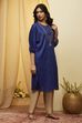 Royal Blue Yandyed Straight Kurta image number 3