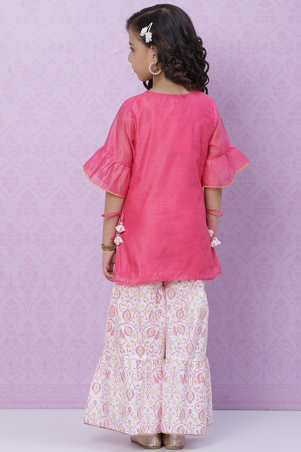 Red Art Silk Straight Top image number 4