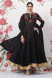 Rohit Bal Black Cotton Silk Anarkali Embroidered Suit Set