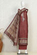 Wine Silk Blend Printed Embroidered Unstitched Suit Set image number 4