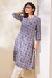 Grey Viscose Rayon Straight Kurta image number 6