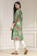 Green Floral Printed Straight Kurta image number 3