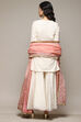 Off White & Blush Pink Cotton Blend Straight Kurta Garara Suit Set image number 4