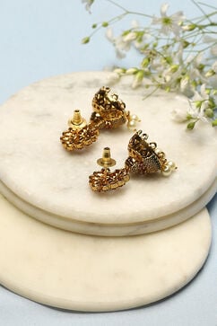 Gold Green Brass earrings image number 2