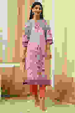 Beige Cotton Printed Straight Kurta image number 5