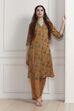 Mustard Yellow Cotton Printed Kurta Set image number 0