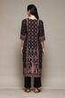 Black Cotton Blend Digital Print Unstitched Suit Set image number 5