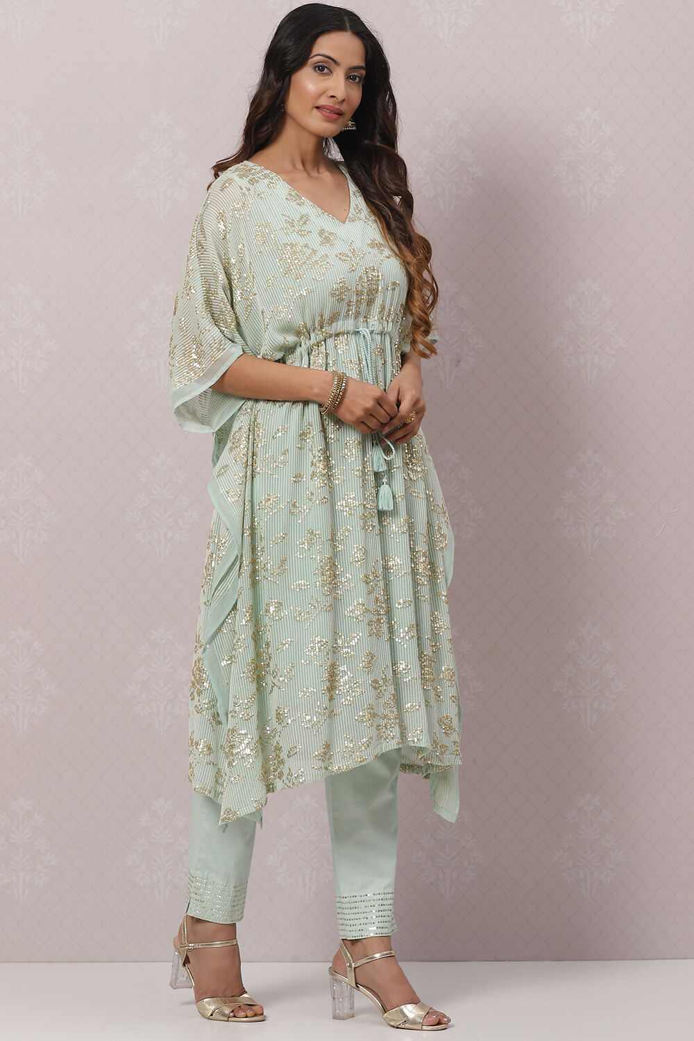 Blush Pink Poly Cotton Kaftan Set image number 6