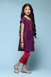 Purple Cotton Straight Solid Kurta Set image number 5