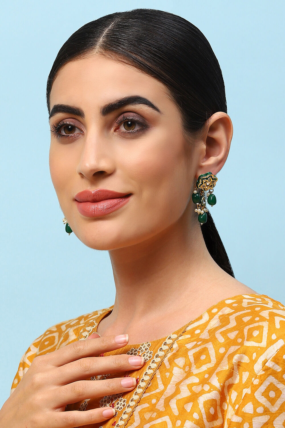 Green Brass Earrings image number 3