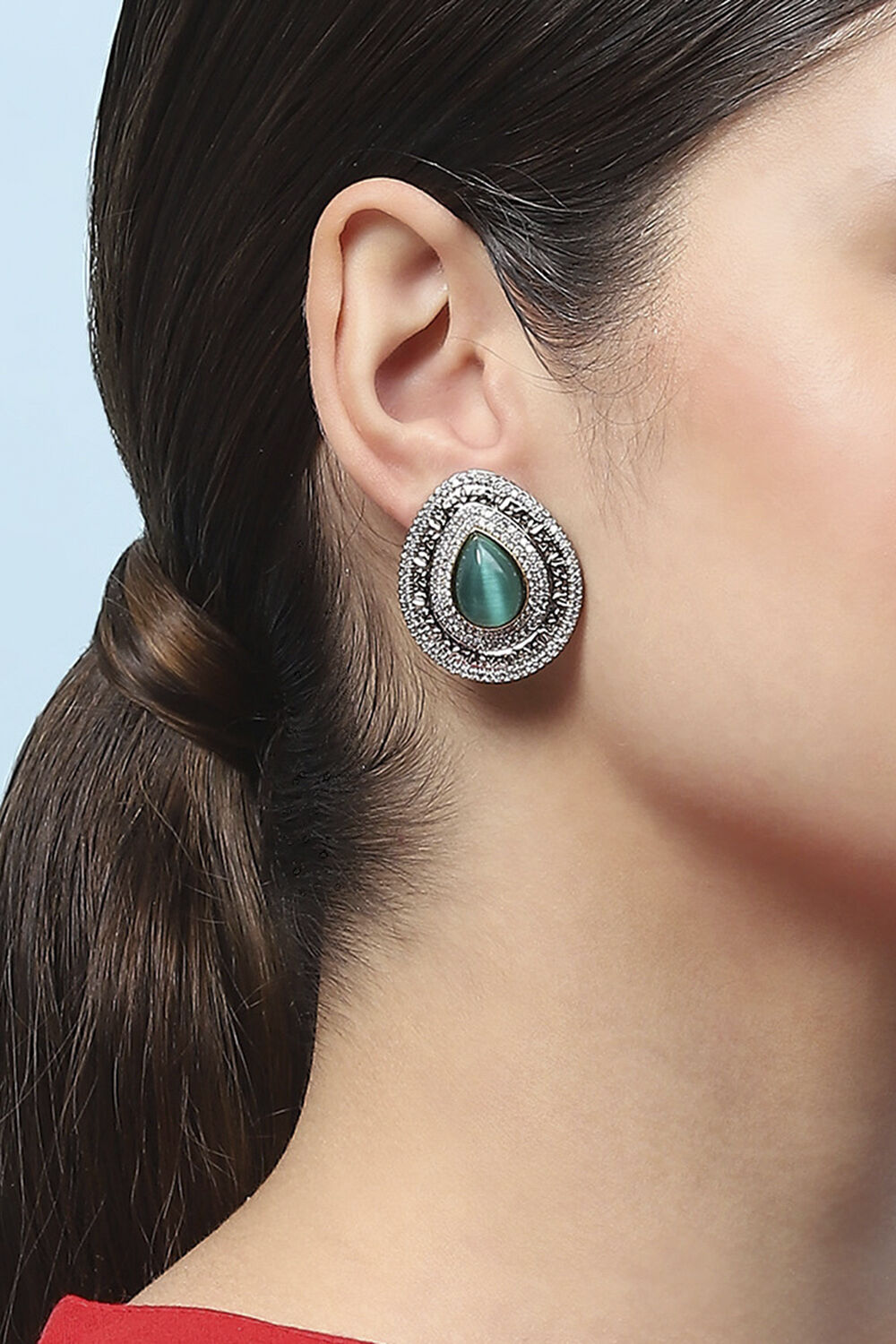 Green Kundan Festive Drop & Danglers image number 3
