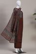 Olive Green Chanderi Rajasthani Print Unstitched Suit Set image number 4