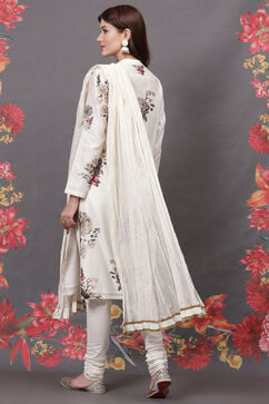 Rohit Bal Off White Cotton Silk Straight Printed Suit Set image number 4