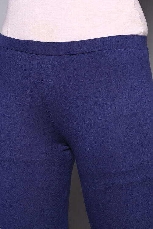 Black Viscose Lycra Solid Leggings image number 1