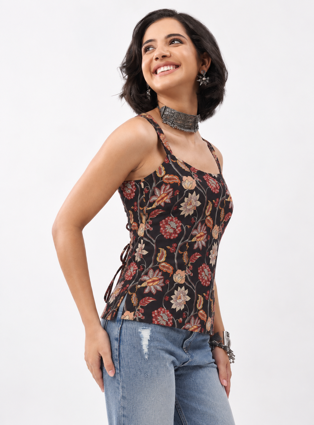 Black Cotton Straight Top image number 3