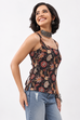 Black Cotton Floral Printed Straight Top image number 3