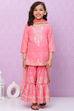 Pink Cotton Sharara Kurta Sharara Suit Set