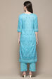 Blue Cotton Blend Digital Print Unstitched Suit Set image number 6