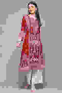 Maroon Rayon Straight Kurta image number 0