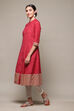 Pink Cotton Blend A-Line Printed Kurta image number 2