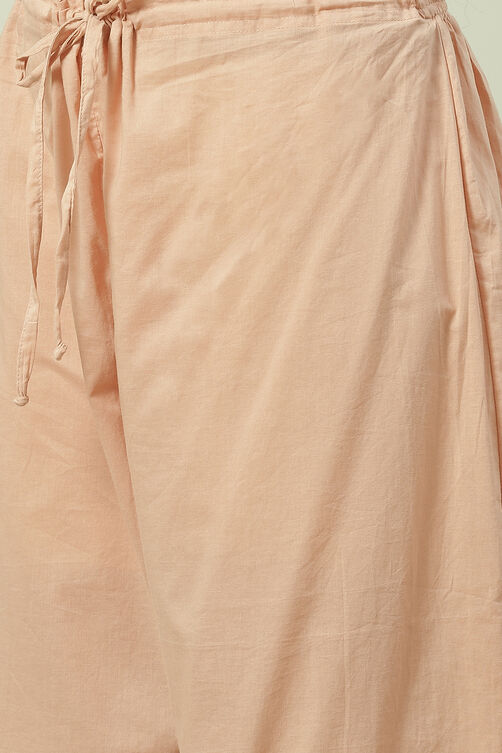 Peach Art Silk Flared Kurta Palazzo Suit Set image number 2