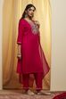 Fuschia Viscose Rayon Straight Suit Set image number 4