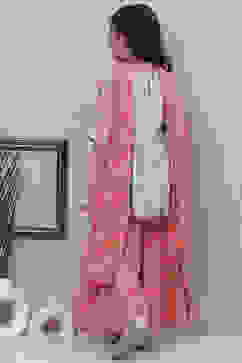 Aqua & Coral Cotton Printed Kurta Garara Suit Set image number 4