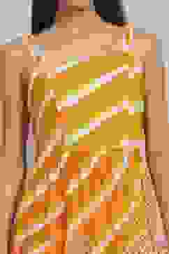 Yellow Cotton Printed Tiered Dress image number 1