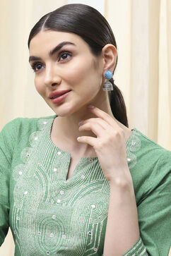 Light Blue Brass Jhumka image number 3