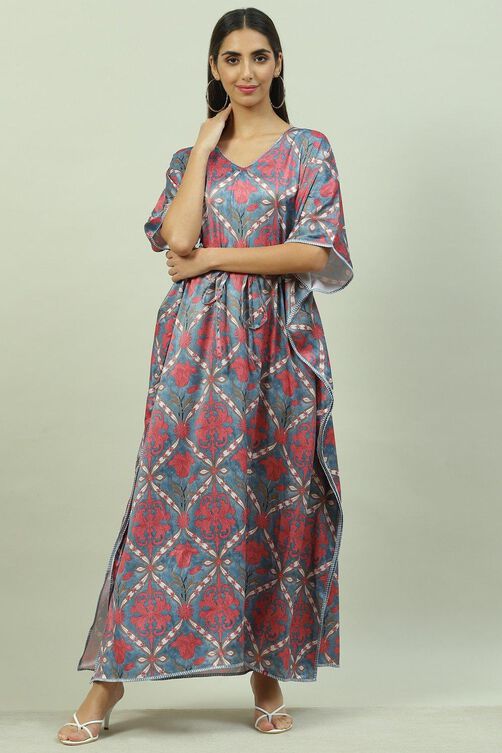 Grey Poly Viscose Printed Nightwear image number 5