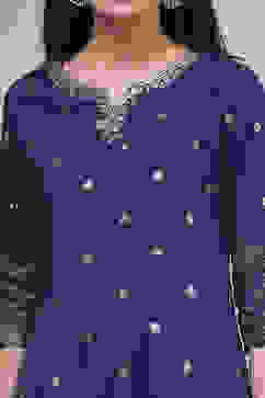 Blue Cotton Printed Straight Suit Set image number 1