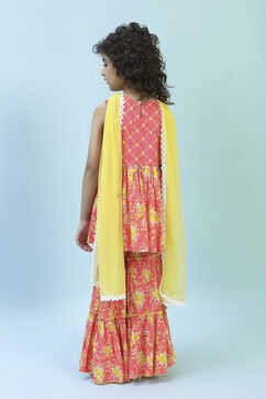 Pink Cotton Gathered Suit Set image number 4