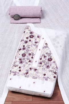 Purple Cotton Unstitched Suit set image number 0