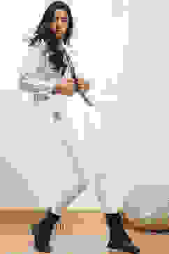 White Cotton Blend Solid Anklets image number 0