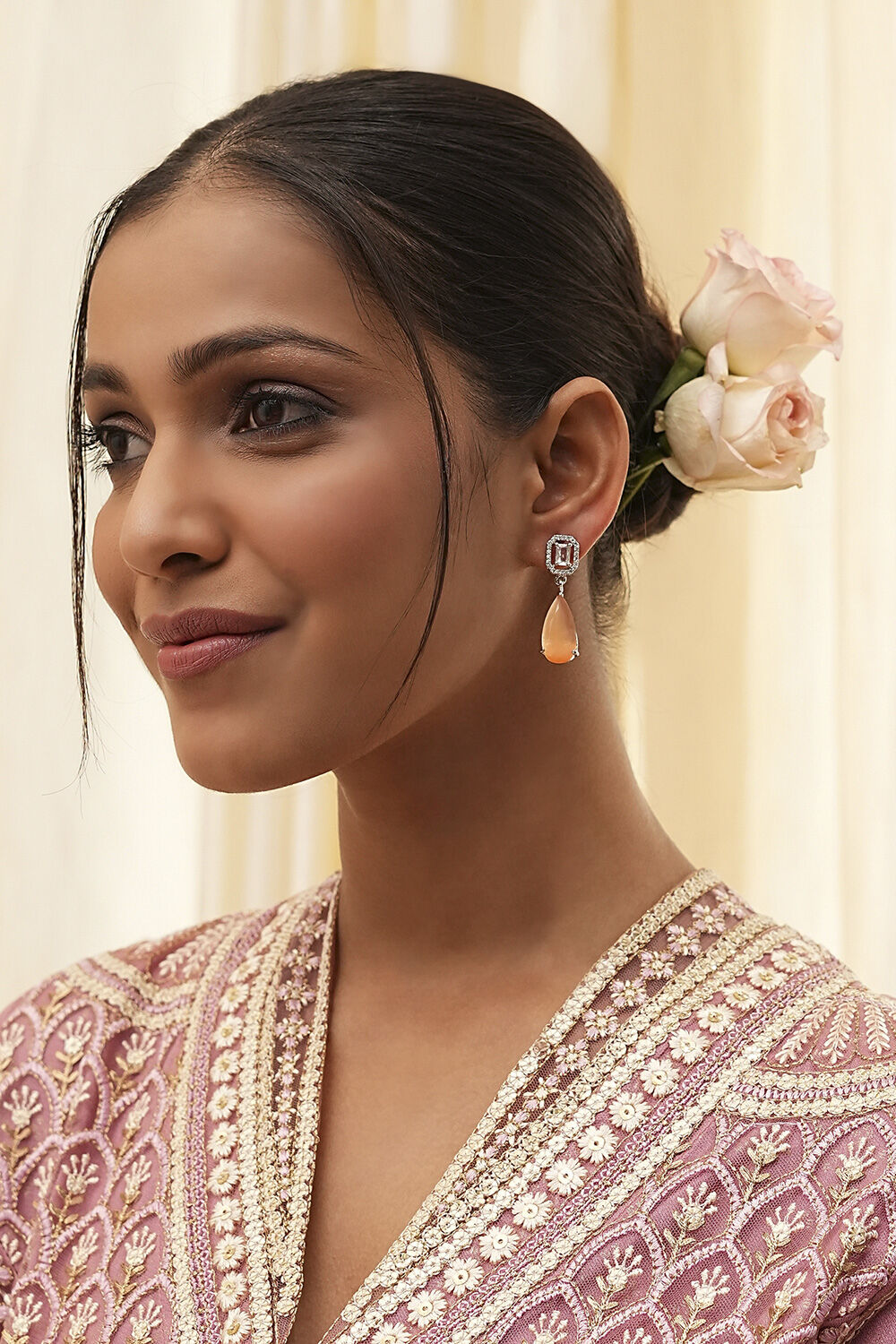 Peach Brass Danglers image number 3